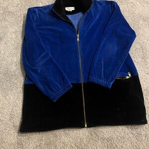 Vintage Ultra Sport Blue and Black Zip-Up  Velvet Jacket Size Large